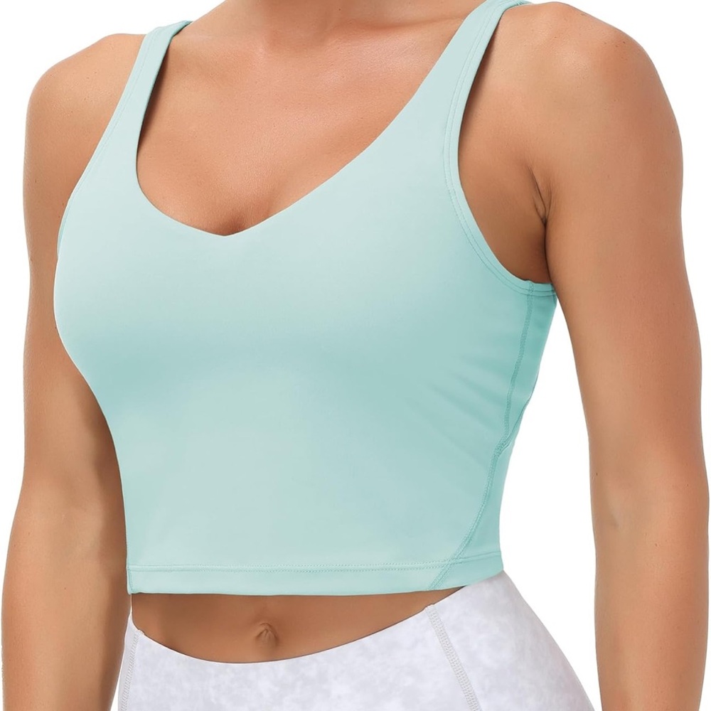 Blue Seamless Sports Bra with Wide Straps